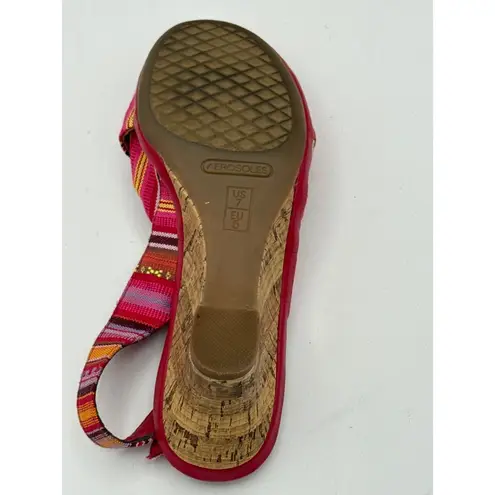 Aerosoles Womens Multicolor Striped Open-Toe Wedge Sandals Size 7W