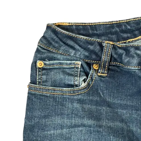 Boom Boom Jeans Shorts Stretch Cut Off Frayed Hem Blue Denim Low-Rise Women 5