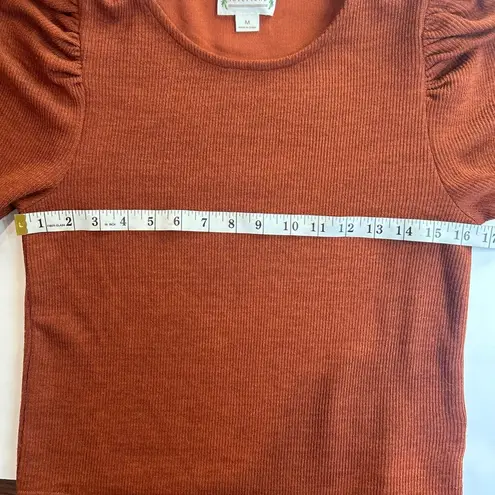 Love Riche Medium Burnt Orange Puffy Shoulder Long Sleeve Top