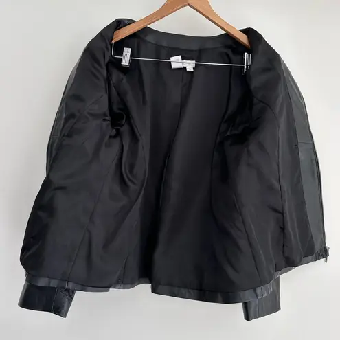 Vintage Leather Jacket Womens Large Embroidery Boho Chic Artsy Festival Vampire Black