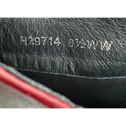 Mob Wife VTG Ros Hommerson 80s Black Leather Boots Scallop Top Red Trim 8.5 Wide