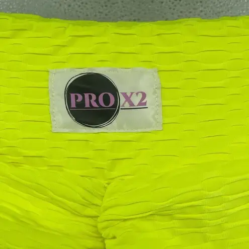 Pro X2 Women’s Neon Honeycomb High Waist Ruched Butt Lifting Leggings Small Yellow