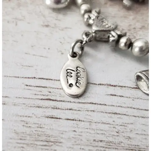 Cookie Lee Vintage Stretch Bracelet Silver Tone Cheer / Cheerleader Theme