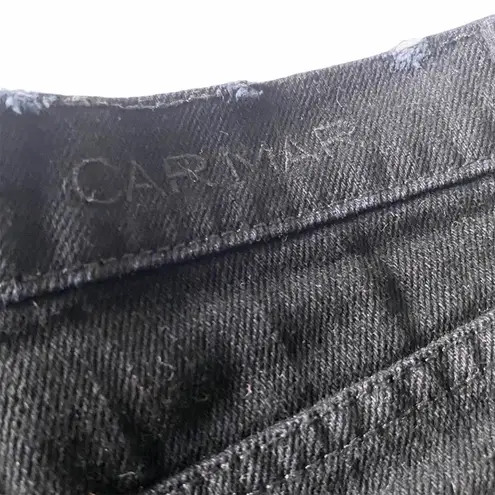 LF new  Carmar ❉ Daisy Embroidery Embellished Cut Off Frayed Denim Shorts ❉ Black