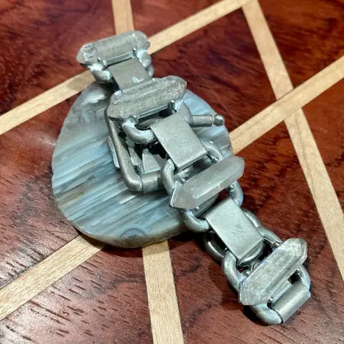 ALLSAINTS Vtg All Saints Xenolith Obelisk bracelet earring jewelry set blue gray stone