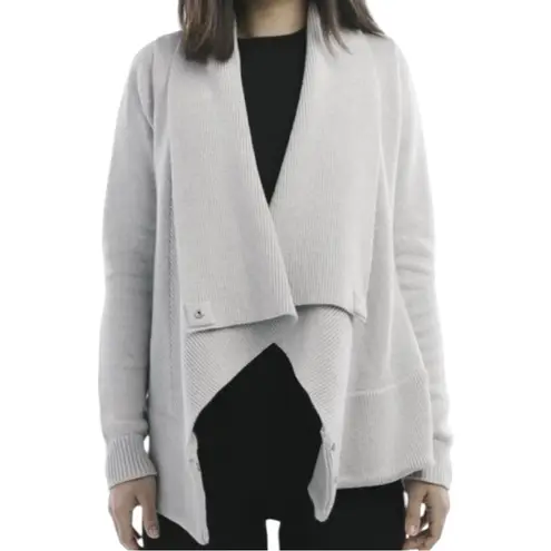 NFP Studio Women’s 4 L Taupe Gray Merino Wool Knit Convertible Sweater Cardigan Size L