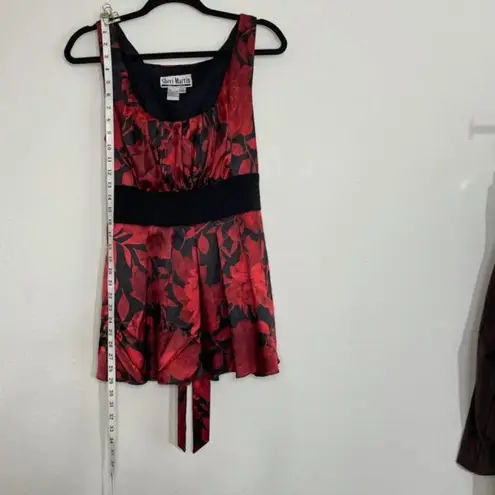 Sheri Martin Two Piece Top and Pant Red Black Floral Set Size 14