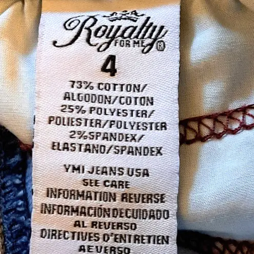Royalty For Me Mid Rise Relaxed Fit Straight Leg Utility Jeans Blue Size 4