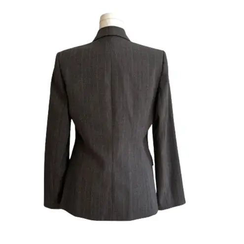 Evan Picone  Suit Blazer Gray Pinstripe Faux Flap Pockets Blazer Jacket Size 6