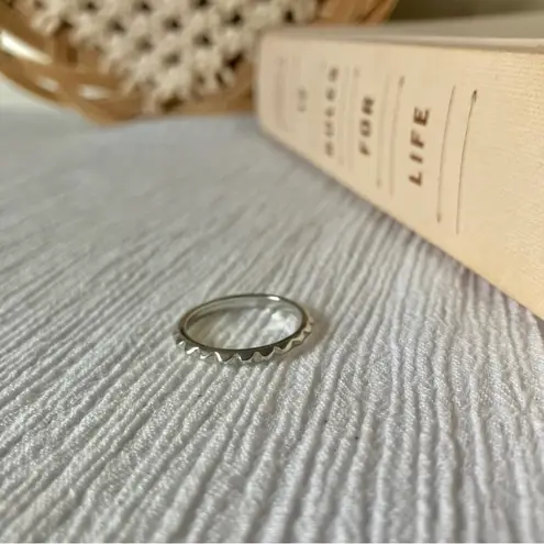 Studded Silver Minimal Band Ring Vintage Grunge Punk Classic Stacking Layering Jewelry