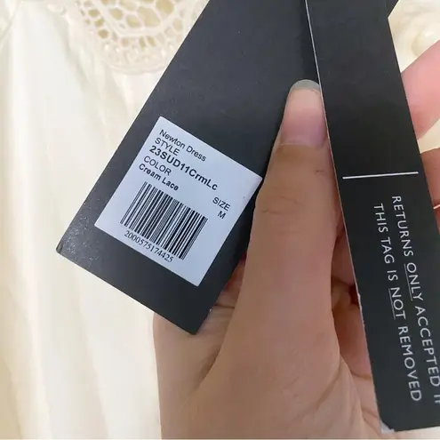 Hunter Bell Dress Newton Lace Pintucked Buttoned Tiered Mini Cream M NWT