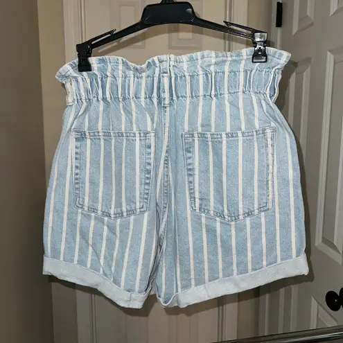 Topshop  stripes denim paper bag shorts