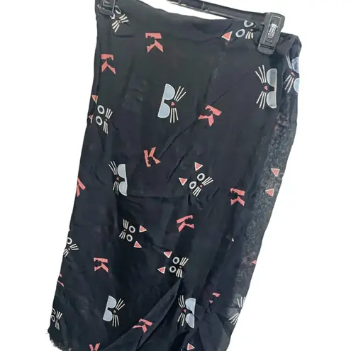 Karl Lagerfeld Black Cat Print Scarf Lightweight & Stylish