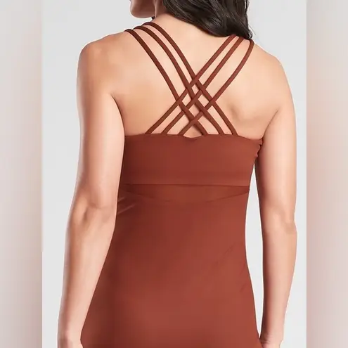 Athleta  hyper focused bra dress in powervita in dried cinnamon brown size small