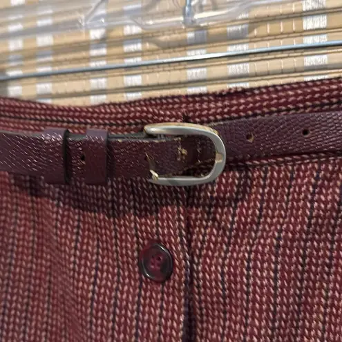 Classique Works Vintage Purple Red Tweed Wool Belted Midi Button Up Skirt Size undefined
