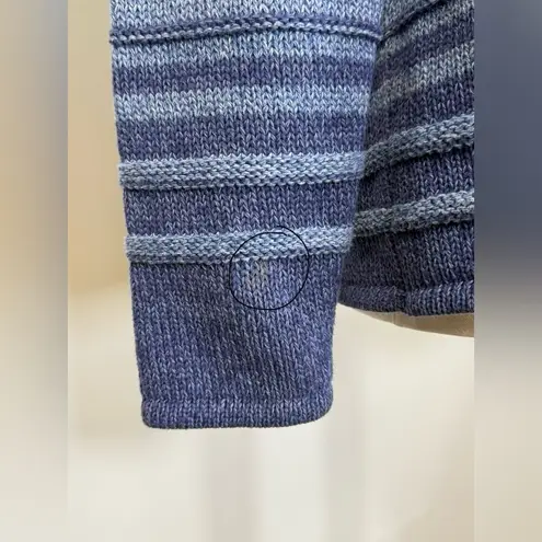 L.L.Bean Cardigan Cotton Blue Gray Ombré Textured Knit Women’s Size Large Petite