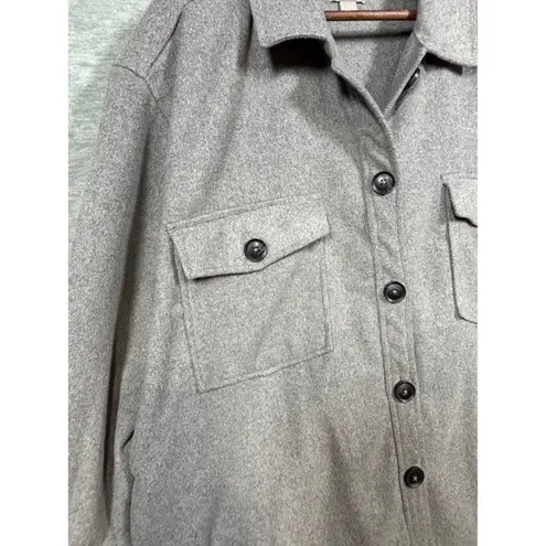 Falls Creek Womens 2X Shirt Jacket Gray Longline Button Down Shacket Top