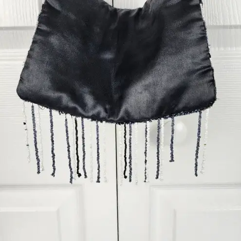 None Beaded Pouch Mini Bag Embellished Clutch Party Shoulder Bag Black White Grey