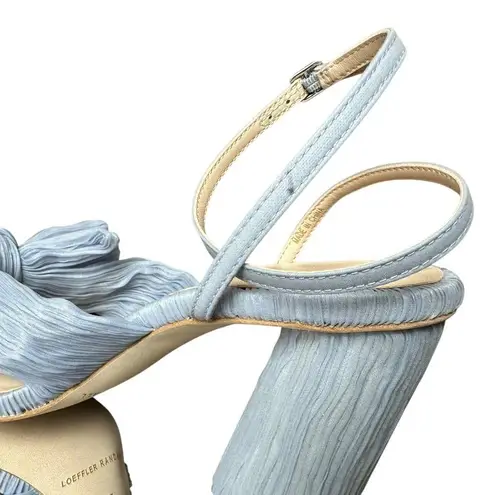 Loeffler Randall 7 Camellia Blue Pleated Bow Heel Designer Open Toe Ankle Strap