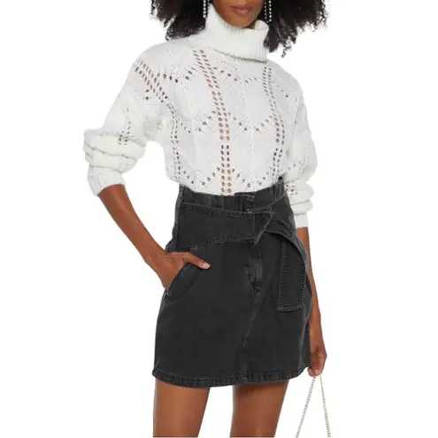 IRO Women's Lovey Wool Blend Open Stitch Turtleneck Sweater in White