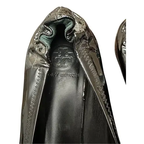 Torry Burch Patent Flat Ballet Black Leather Shoes Size 9Mp