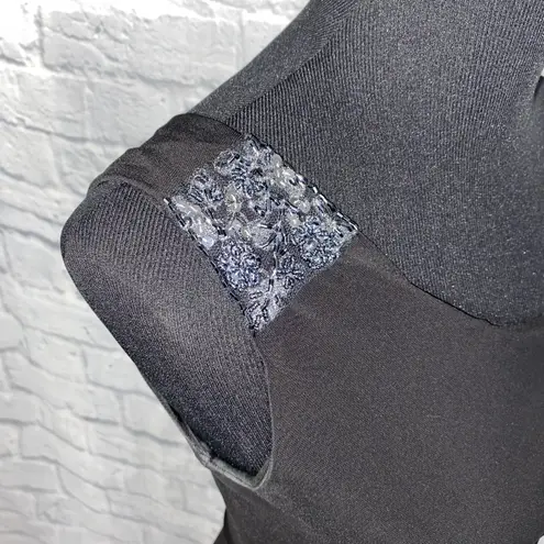 JS Boutique one shoulder rouched dress w/sequin appliqué black sz 6