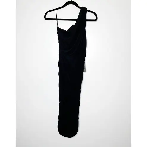 Love by Design NWT One Shoulder Ruched Bodycon Midi Dress Womens Black SZ Small