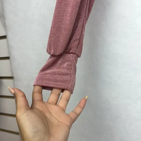 Iris Women's V Neck Self Tie Knot Bishop Long Sleeve Wrap Crop Blouse Sz S