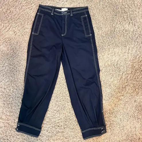 Maeve Anthropologie Foster Contrast-Stitch Joggers in Black Women's Size 10