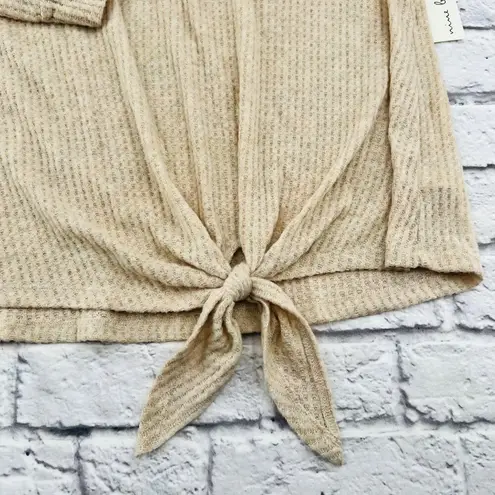 Nine Britton NEW  Billie Tie‎ Front Brushed Knit Top 2X Plus Beige Crewneck