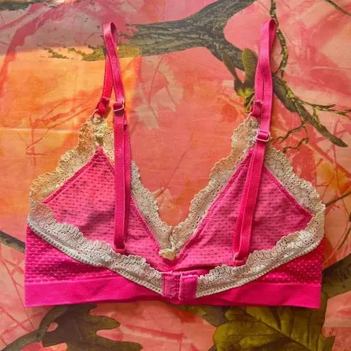 y2k 2000s hot pink polka dot lace trim bow bralette