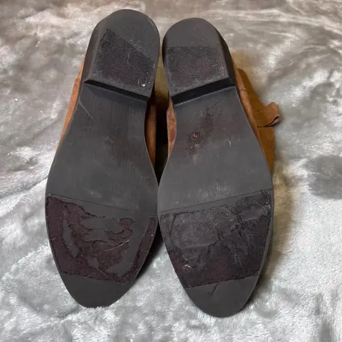 Mudd Embroidered Boots Womens 8.5 Cheyenne Brown Faux Suede Floral Ankle Bootie