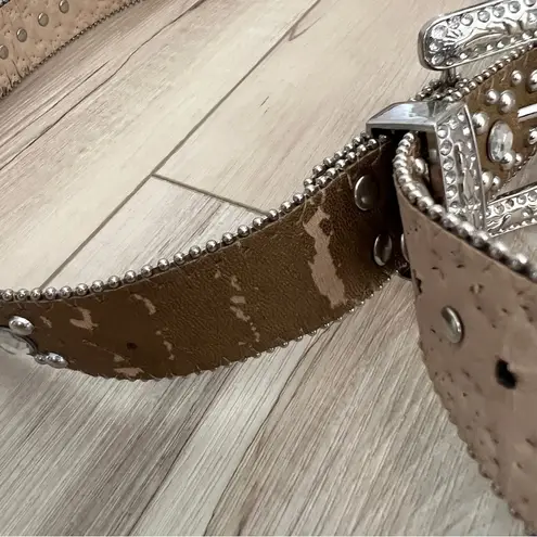 ANOTHER LINE Inc rhinestone studded leather Western BELT Size M cowgirl Silver