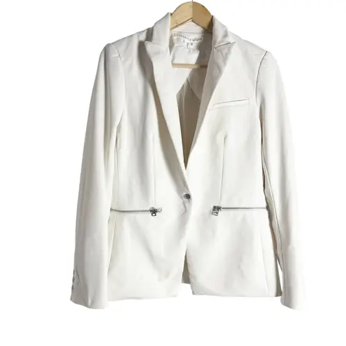 Veronica Beard White Scuba Zip Pocket Dickey Office Travel Blazer Jacket Size 6