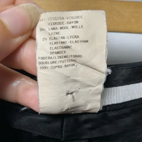 Emporio Armani Wool Blend Straight Leg Tailored Trousers Black Sz 4 Small