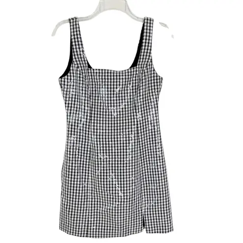 WAYF NWT Houndstooth Sequin Minidress Black and White Size S