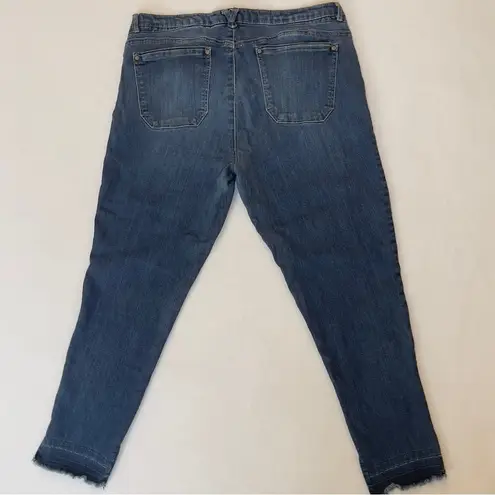 Democracy ‘AbSolution’ High Rise Straight-Leg Jeans Size 16 Medium Wash Raw Hem