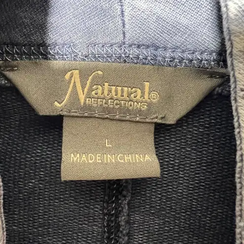 Natural Reflections Blue Washed Cotton Waterfall Cardigan Jacket Knit Sleeves L