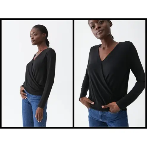 Michael Stars 💕💕 Long Sleeve Surplice Top Black Top One Size