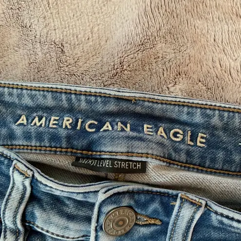 American Eagle AE  Next Level Stretch Raw Hem Hi-Rise Jegging Jeans Blue - Size 2