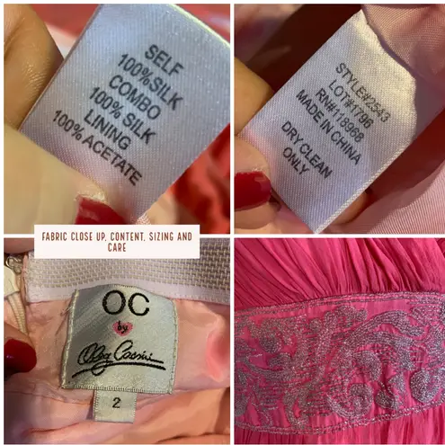 Oleg Cassini OC PINK SILK CHIFFON BEADED HALTER FORMAL DRESS (2)