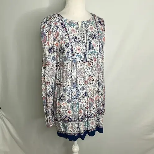 Max edition Max Studio Multicolored Floral Peasant Boho Tunic Flowy Long Sleeves S