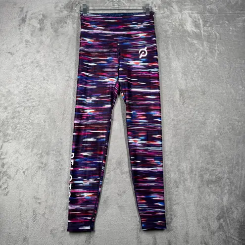 Peloton WITH Womens Blue Tie Dye & Purple Marled Reversible Leggings Size XS