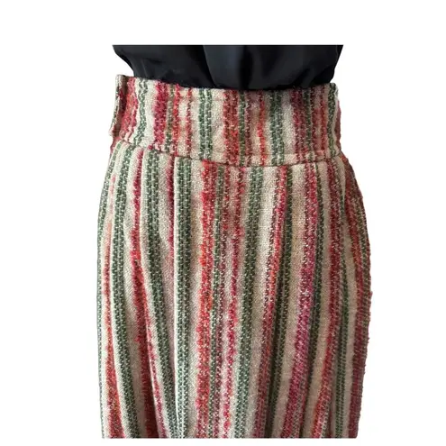 American Vintage  high waisted pleated boucle striped midi skirt size small