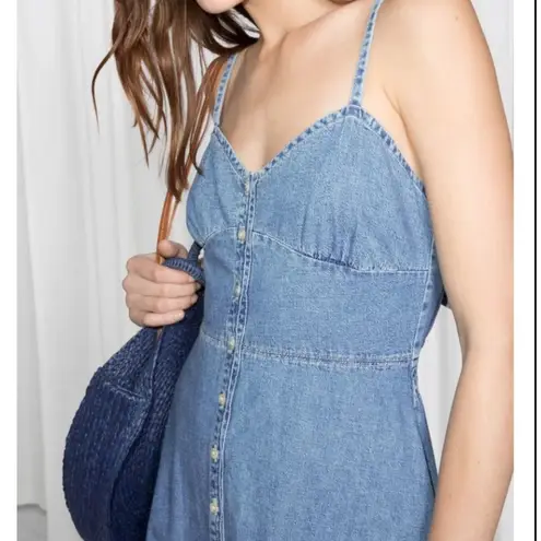 & Other Stories & OTHER STORIES Fit and Flare Denim Dress Open Tie Back- Size 12
