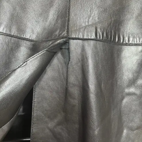 Akris 100% Lammnappa Lambskin LeatherTrench Coat Sz 12 Dark Brown FLAW