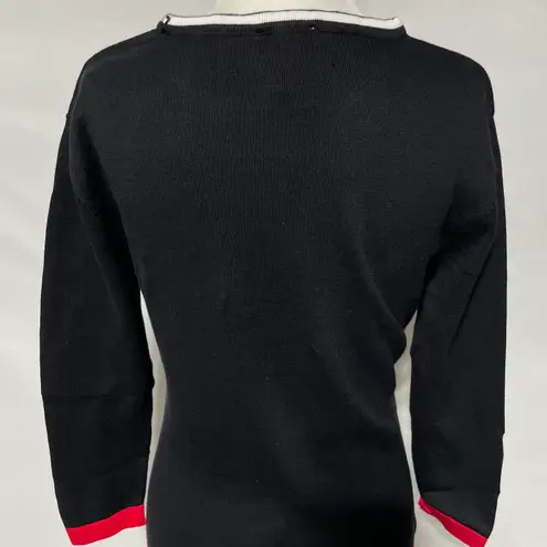 Area Stars New Color Block Stripe Mini Sweater Dress Black White Red Size Small