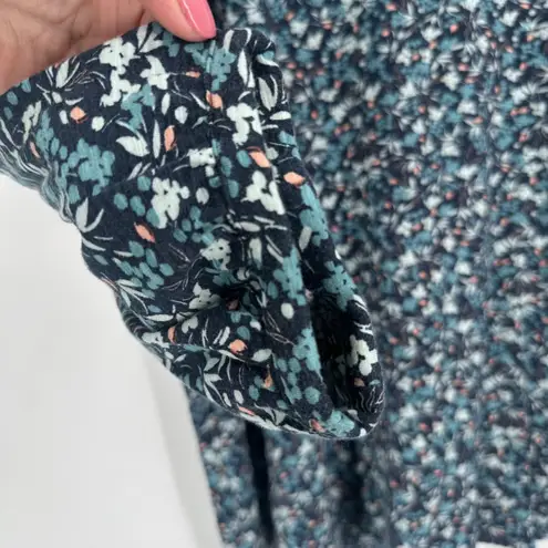 J.Jill  Floral Print Long Sleeve Tunic Top Dress Womens XL Blue Green Casual