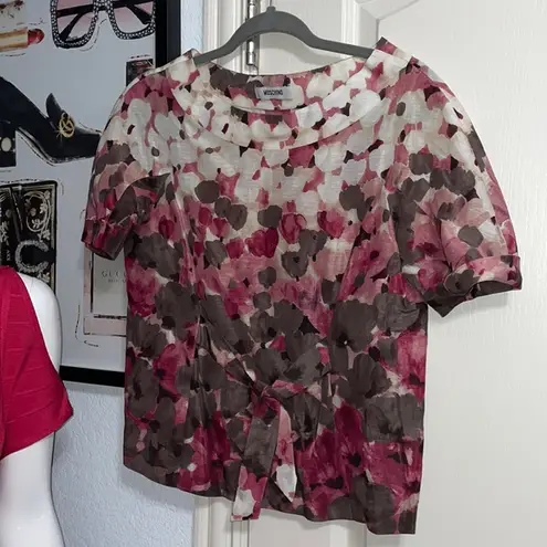 Moschino 💙💖 Vintage Pink Floral Silk Linen Blend Blouse