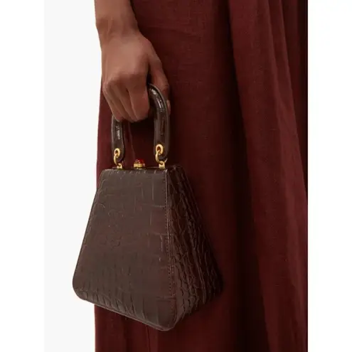 STAUD ππ Kenny Bag Brown Crocodile Embossed